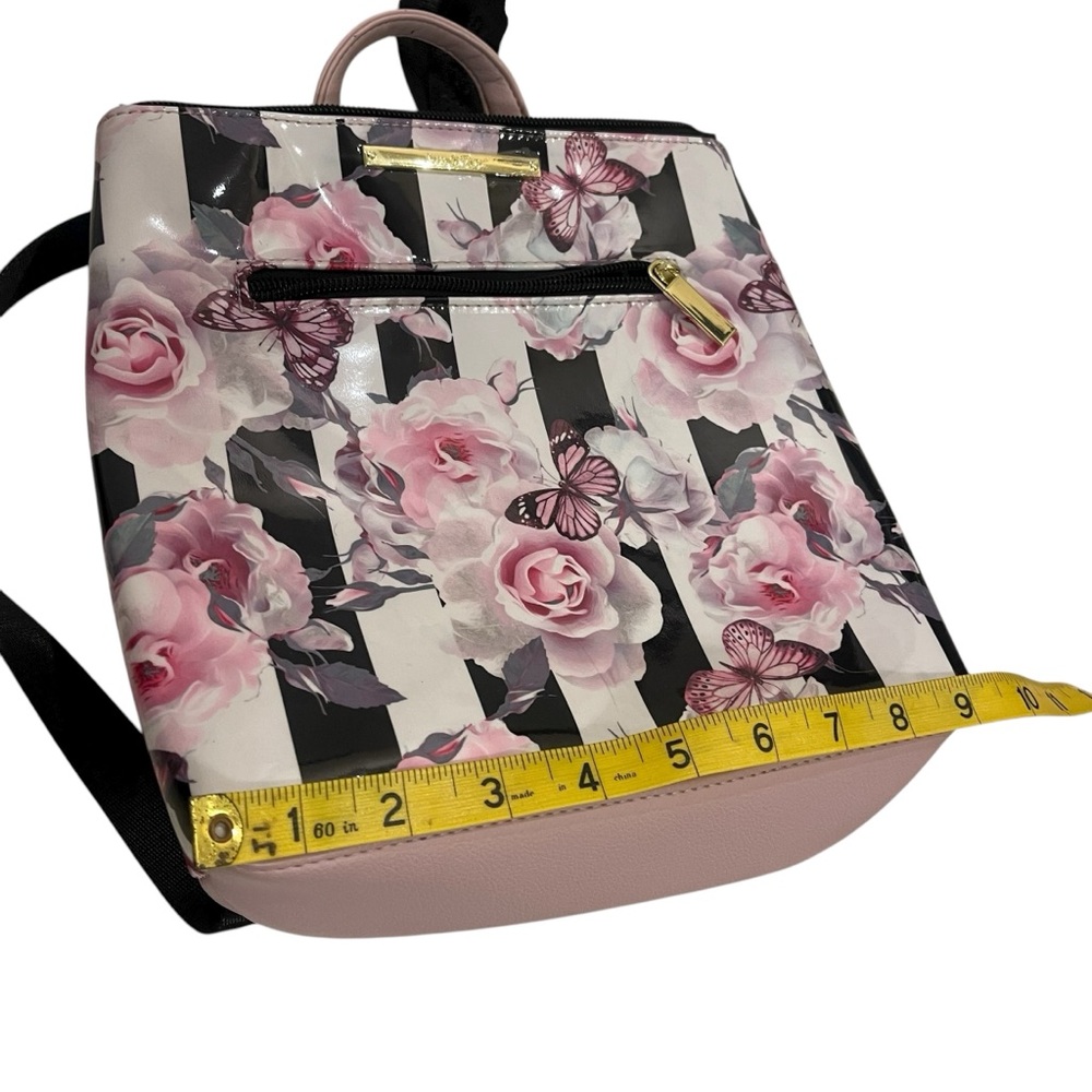 BETSEY JOHNSON Luv Betsey Floral Striped Women's Mini Backpack Purse Bag NWOT - Picture 5 of 8